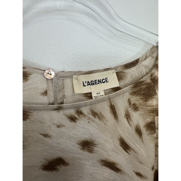 L'AGENCE Silk Blouse Women’s Small Bell Sleeve Dylan Cheetah Print - Picture 3 of 9